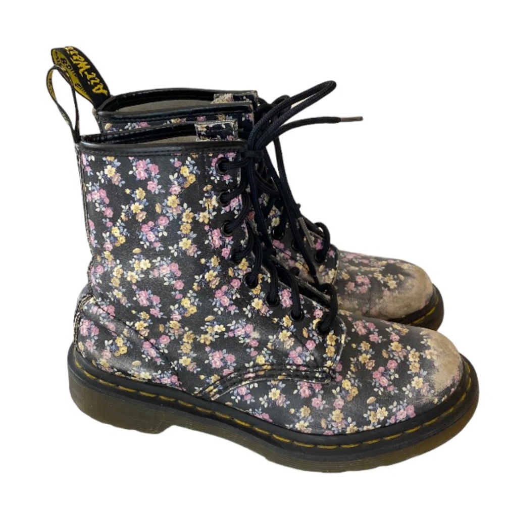 Dr. Martens Floral Print Leather Boots